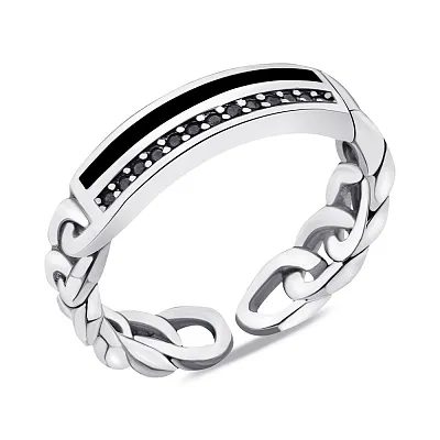 Серебряное кольцо с эмалью и фианитами  (арт. 7901/6105еч)