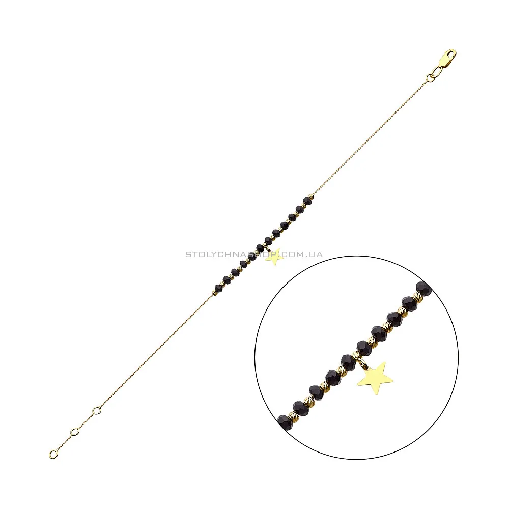 Золотой браслет «Звезда» с ониксом (арт. 324533жоП1) - цена