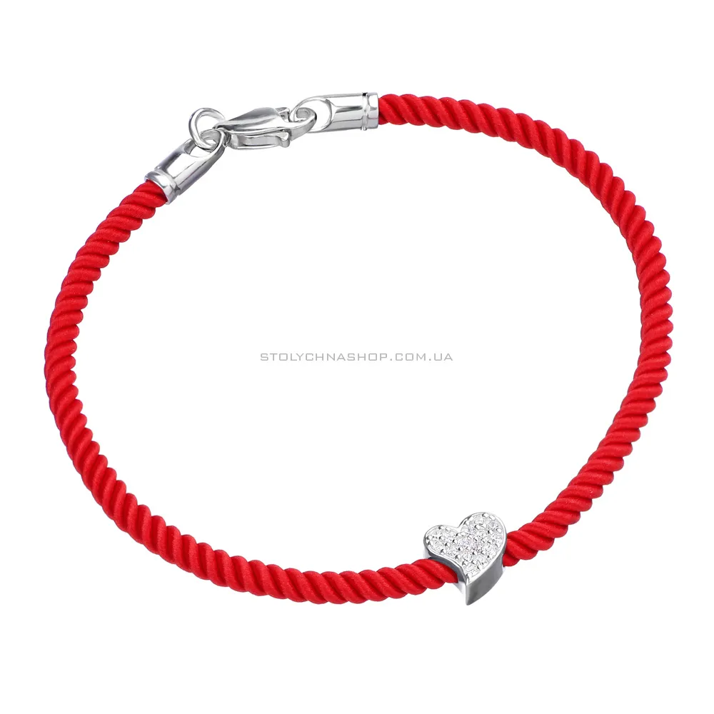 Браслет з червоною ниткою і срібним сердечком (арт. 7309/4627) - цена