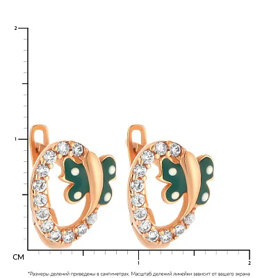 Детские золотые серьги «Бабочки» с эмалью и фианитами (арт. 103222ез)