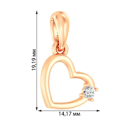 Підвіска з золота «Сердечко» з діамантом (арт. П011148)