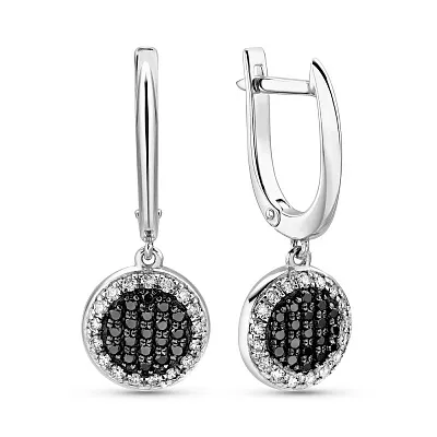 Серьги-подвески из белого золота с бриллиантами (арт. 2104995202чб)