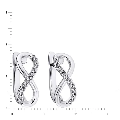 Срібні сережки «Нескінченність» з фіанітами (арт. 7502/25025р)