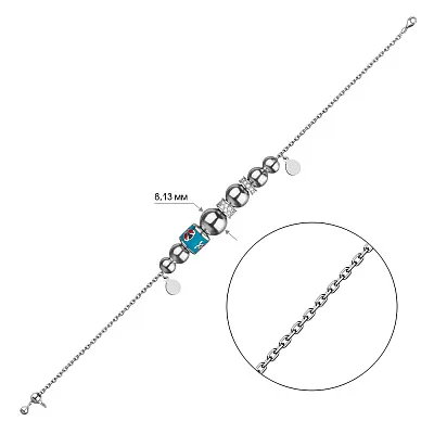 Срібний браслет з емаллю і фіанітами (арт. 7509/1967ез)