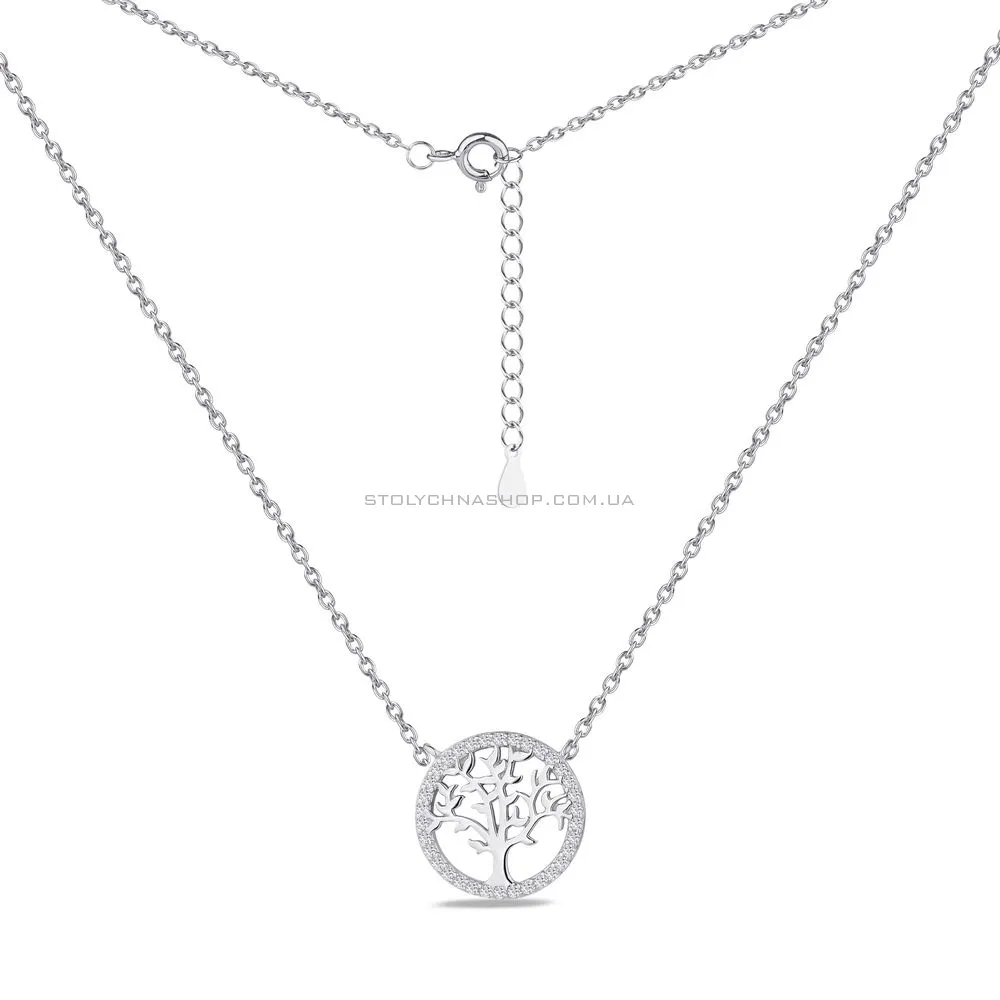 Срібне кольє "Сімейне дерево" з фіанітами (арт. 7507/1142)