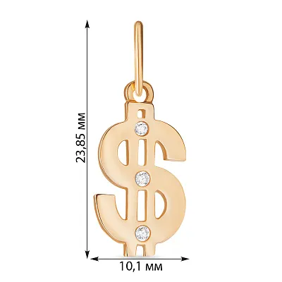 Підвіска з червоного золота «Долар» з фіанітами (арт. 423822)