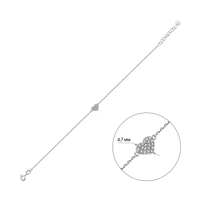 Браслет золотий з сердечком з діамантами  (арт. Б011479005б)