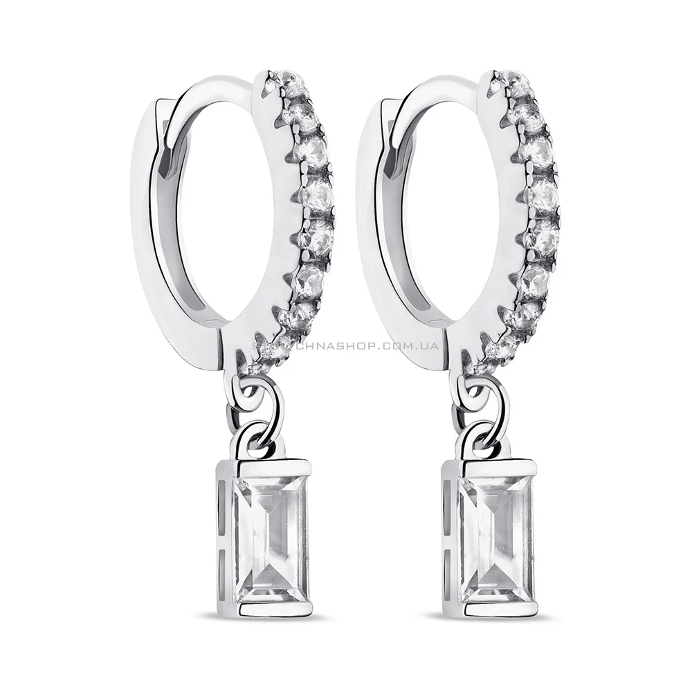 Срібні сережки-кільця з фіанітами (арт. 7502/9079/10) - цена