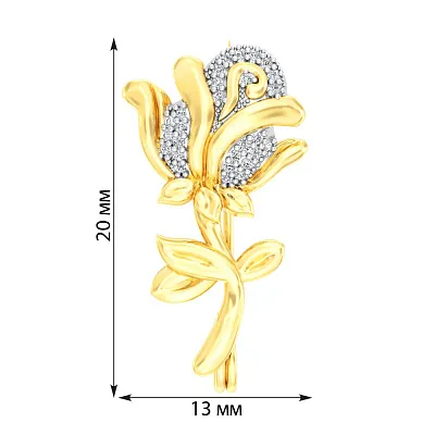 Золота брошка «Троянда» з фіанітами (арт. 360071ж)