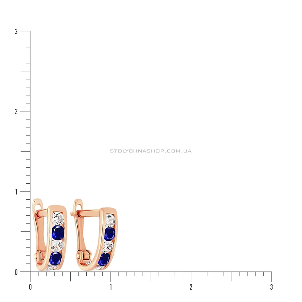 Детские золотые серьги с синими фианитами (арт. 110144с)