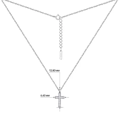 Кольє зі срібла "Хрестик" з фіанітами  (арт. 7507/1466)