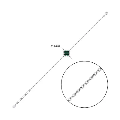 Браслет зі срібла з малахітом (арт. 7509/4080/10млх)