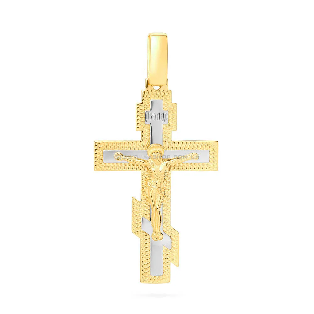 Крестик из желтого и белого золота  (арт. 501621жб)