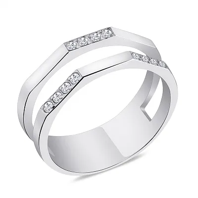 Двойное кольцо серебряное с фианитами  (арт. 7501/А170кю)