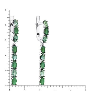 Срібні сережки підвіски з кварцом і агатом (арт. 7002/2901/9Аз)