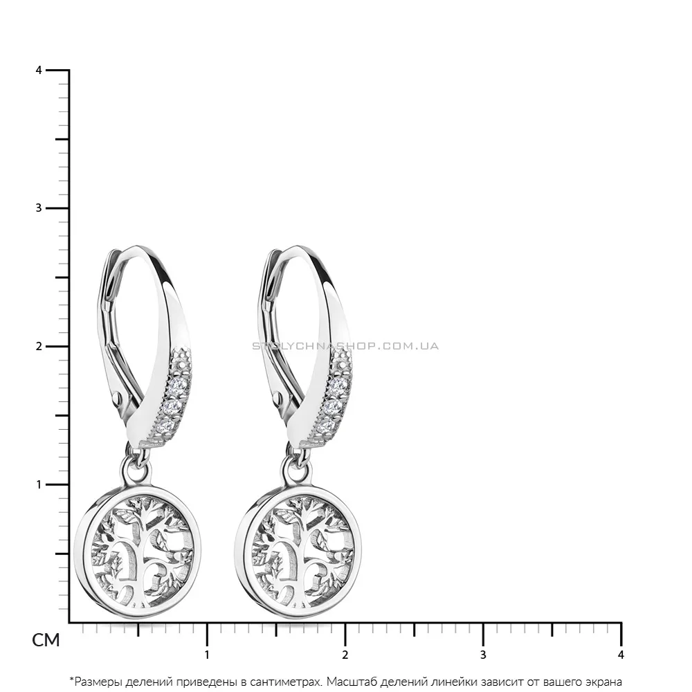 Срібні сережки-підвіски з фіанітами  (арт. 7502/4525) - 2 - цена