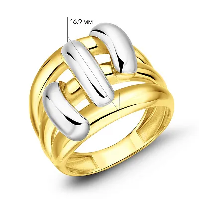 Массивное кольцо из желтого и белого золота (арт. 155157жб)