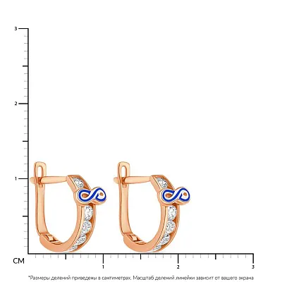 Детские золотые серьги с эмалью и фианитами (арт. 104206)
