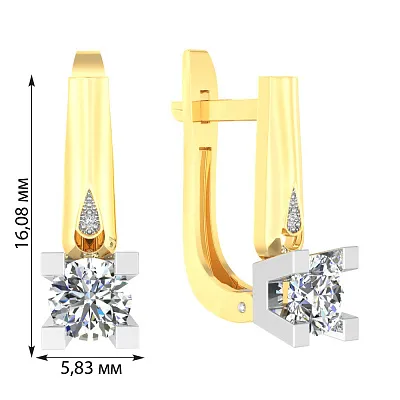 Золоті сережки в жовтому кольорі металу з фіанітами (арт. 111016ж)