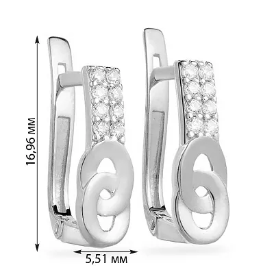 Сережки з фіанітами з білого золота (арт. 110320б)