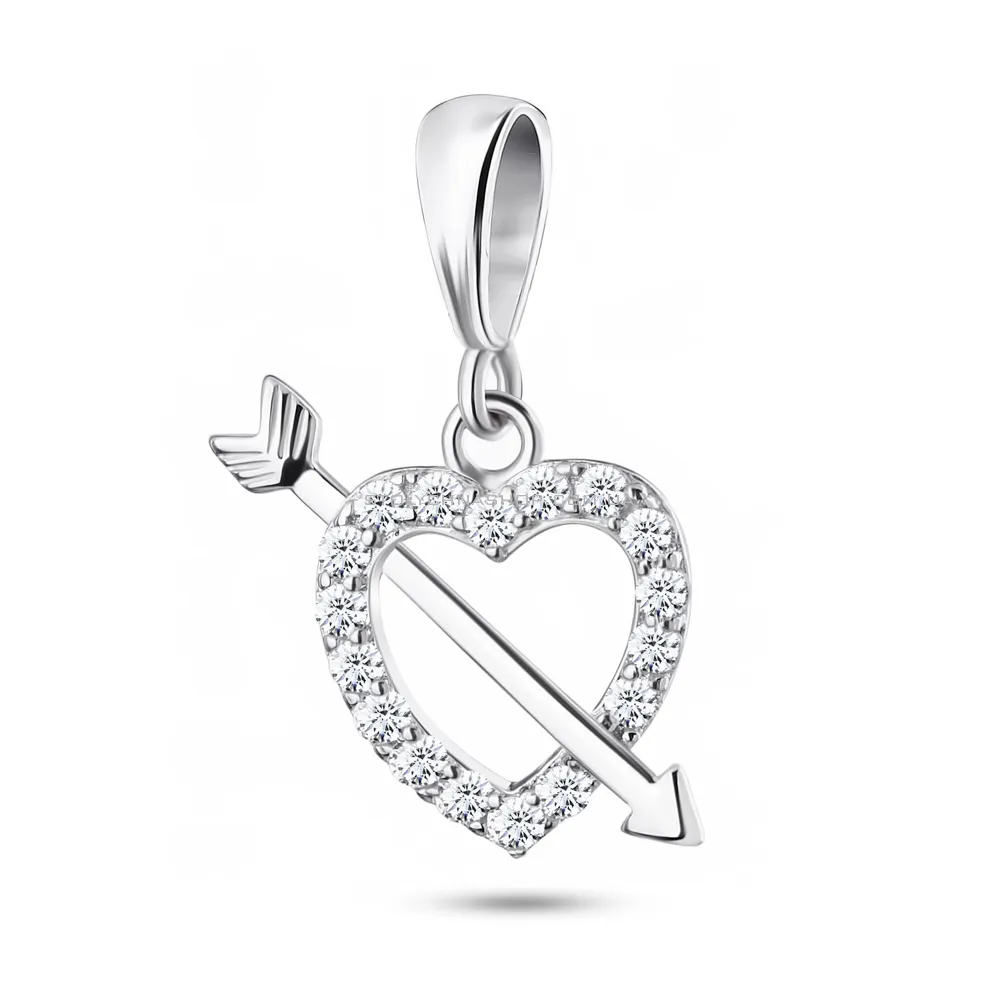Серебряная подвеска «Сердце» с фианитами (арт. 7503/2733) - цена