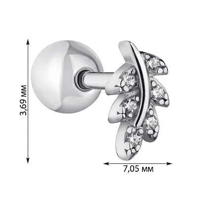 Срібна cережка Листочок в одне вухо (арт. 7518/6405)