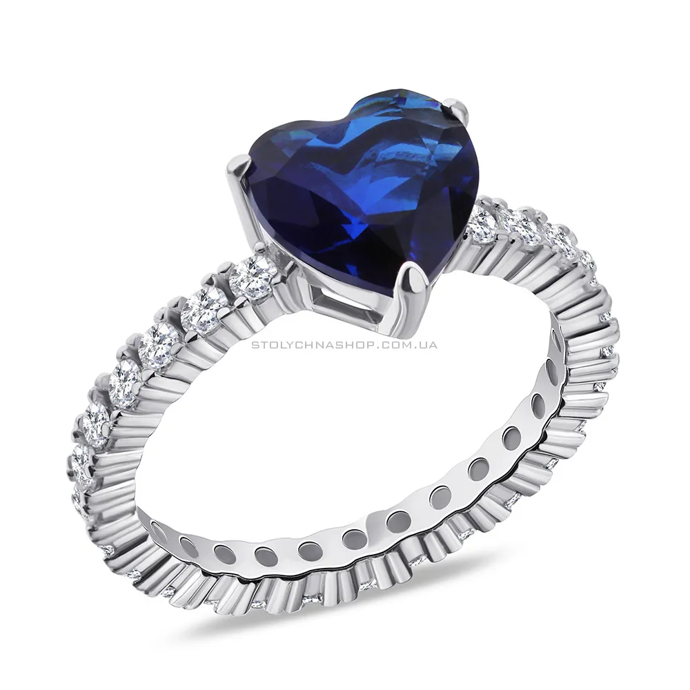 Серебряное кольцо "Сердце" с синим альпинитом  (арт. 7501/5647ас)