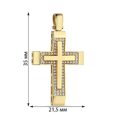 Масивний хрестик з жовтого золота з фіанітами  (арт. 423103ж)