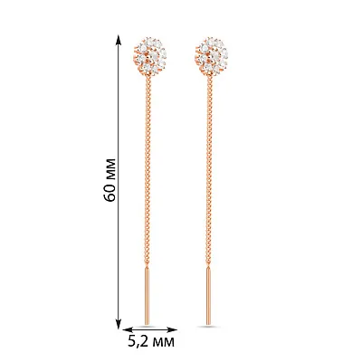 Сережки-протяжки з золота з фіанітами  (арт. 110843/1)