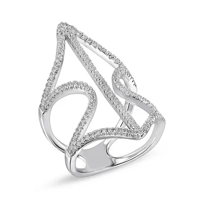 Широкое кольцо из серебра с фианитами  (арт. 05012355)