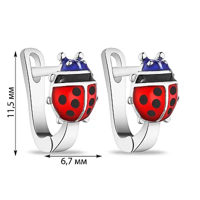 Дитячі сережки зі срібла з емаллю (арт. 7502/С2ЕЦ/2038)