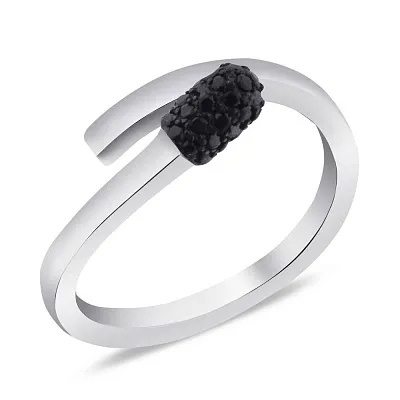Серебряное кольцо &quot;Спичка&quot; с черными фианитами (арт. 7501/5268ч)