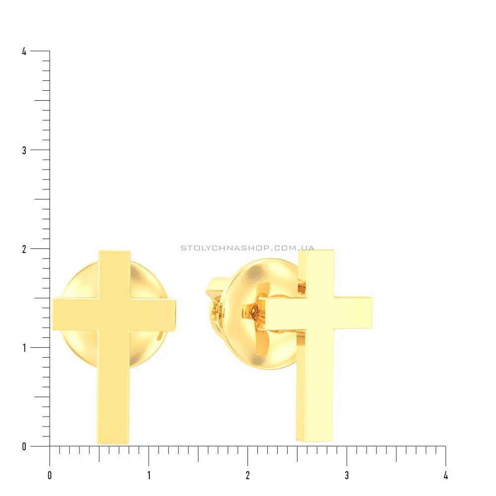Золотые серьги пусеты в форме крестиков (арт. 110472ж)