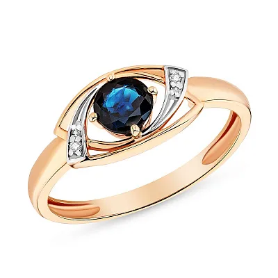 Золотое кольцо с сапфиром и бриллиантами (арт. К011051с)