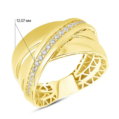 Широкое золотое кольцо Francelli с дорожкой из фианитов  (арт. е154962ж)