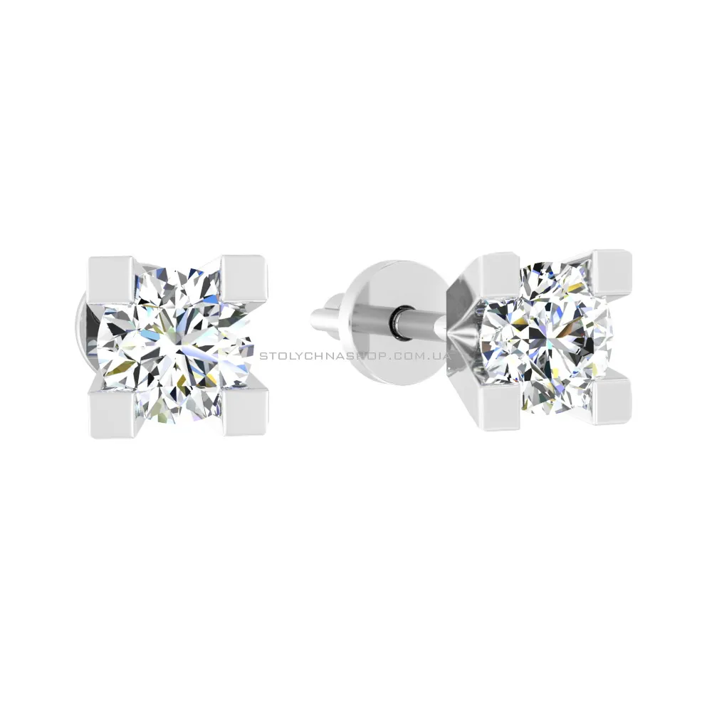 Золоті сережки-пусети з діамантами  (арт. Т01103405455б) - цена