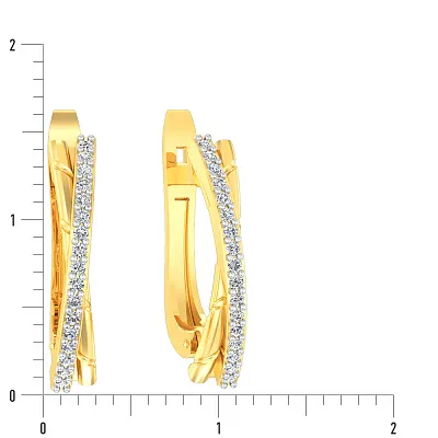 Сережки Синергія з фіанітами з жовтого золота (арт. 111043ж)