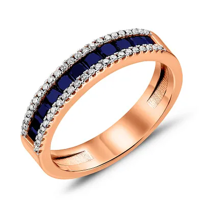 Золотое кольцо с сапфирами и бриллиантами (арт. 1190166201с)