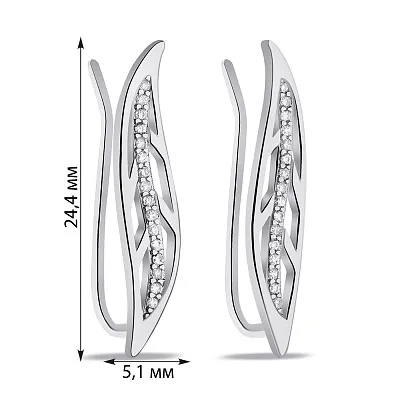 Сережки-клаймбери зі срібла з фіанітами (арт. 7502/9101)