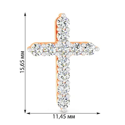 Хрестик з червоного золота з діамантами (арт. П011272030)