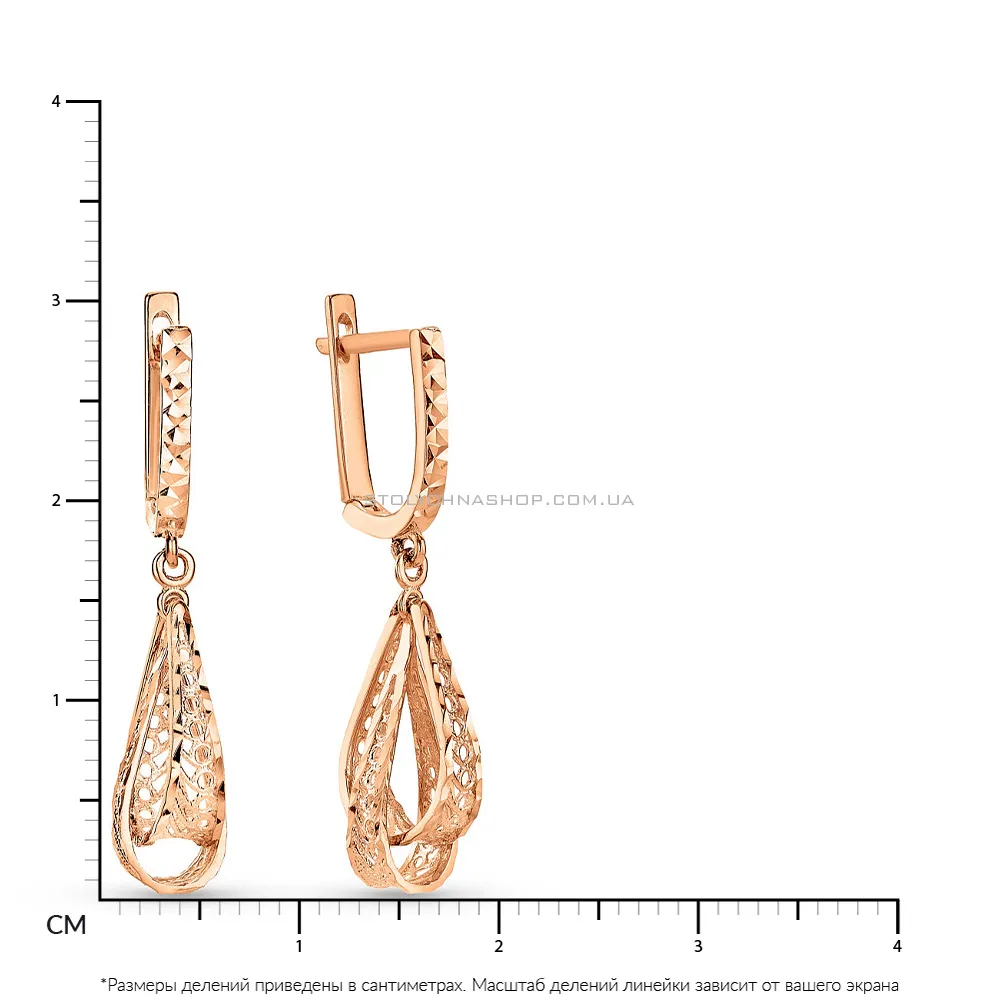 Золотые серьги-подвески с алмазной гранью (арт. 109432)