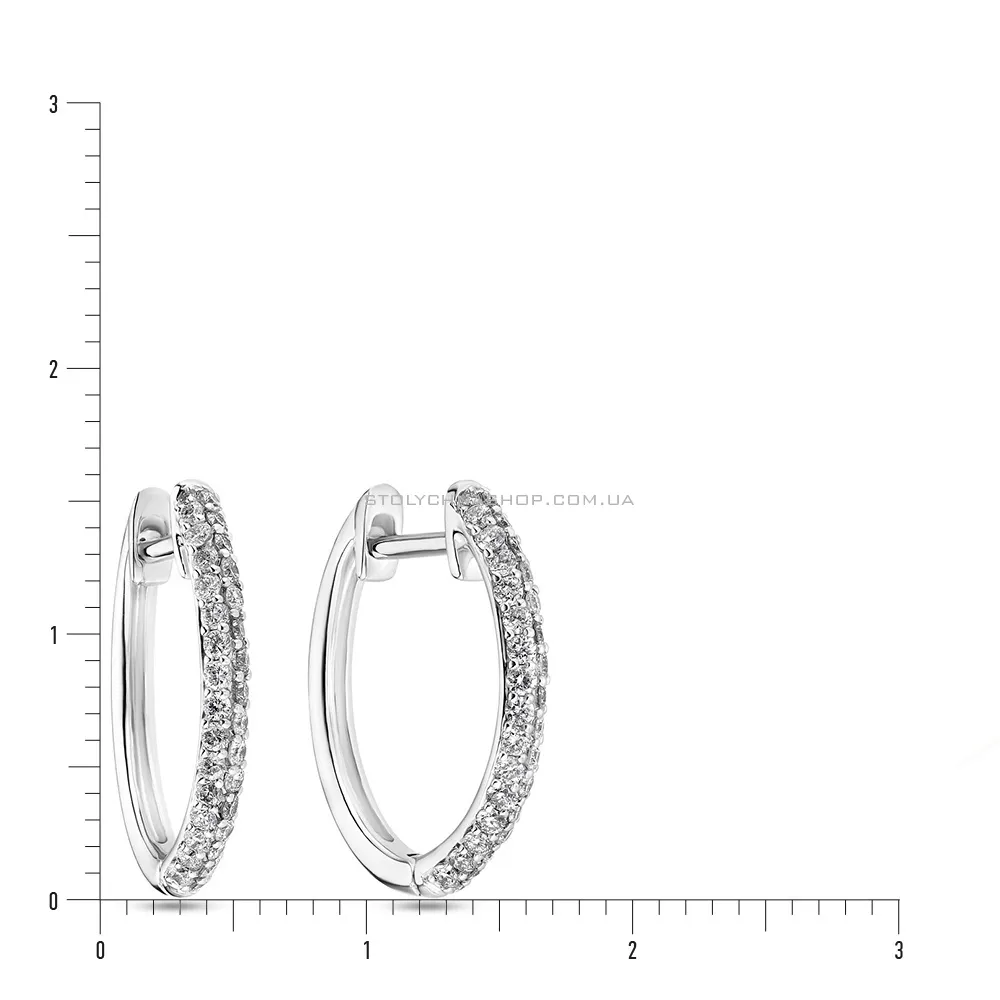 Сережки-кільця з білого золота з діамантами  (арт. С341120040б)