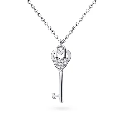 Срібне кольє «Ключ від серця» з фіанітами (арт. 7507/850)