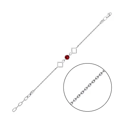 Серебряный браслет с красным гранатом (арт. 7509/417Гбрп)