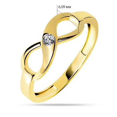 Золотое кольцо «Бесконечность»  с фианитом  (арт. 140754ж)