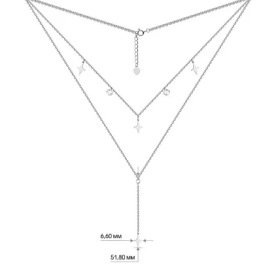 Многослойное колье из серебра с подвесками  (арт. 7507/1391)