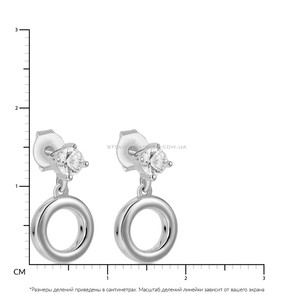 Срібні сережки-пусети з фіанітами (арт. 7518/5616) - 2 - цена