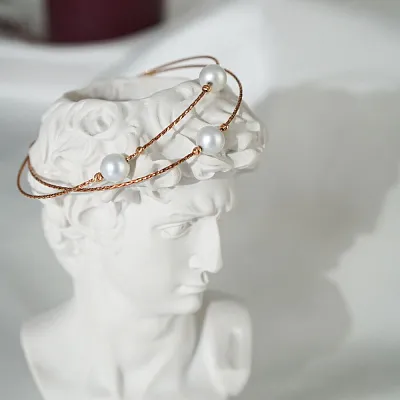 Золотий жіночий браслет з перлами Orbit  (арт. 323335)