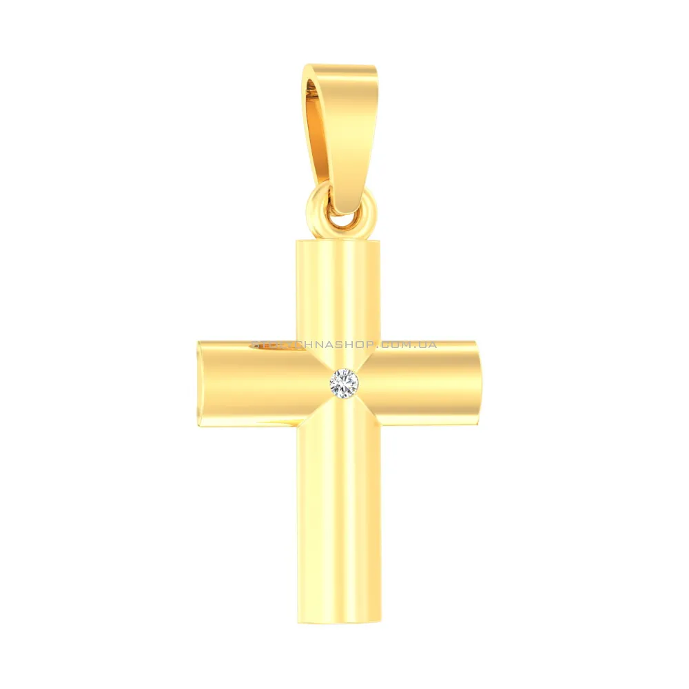 Золотая подвеска-крестик с фианитом (арт. 440561ж)