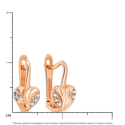 Серьги для детей из красного золота с фианитами (арт. 108560)